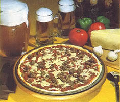 A frosty glass of beer will make a fine complement to your homemade pizza.